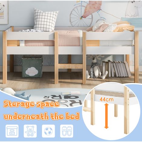Halbhohes Kinderbett 90x200 cm aus Kiefer und MDF, Weiß, mit Schublade – MEUBLIV (1/5)