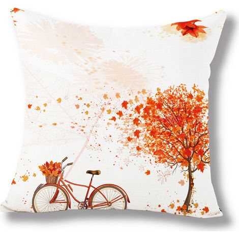 Valentinstag-Kissenbezug aus Baumwolle, 45 x 45 cm, roter Baum und Liebesfahrrad, Sofa- und Autodekoration, Stil C (1/5)