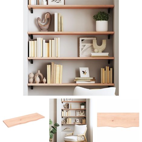 The Living Store - Wandregal 80x30x2 cm Massivholz Eiche Unbehandelt (1/5)