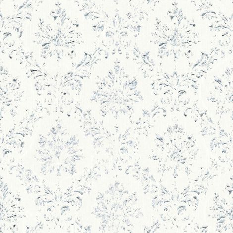Papier peint baroque Profhome 306621 papier peint textile texturé au style baroque brillant blanc argent 5,33 m2