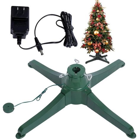Support d'arbre de Noël rotatif électrique, support de base d'arbre de Noël rotatif stable à 360 °, support d'arbre de Noël artificiel réglable avec adaptateur d'alimentation pour arbres jusqu'à 7,5 (1/5)