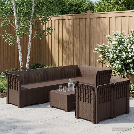 Divano da Giardino 7 Posti Aspetto Rattan PP Marrone vidaXL (1/5)
