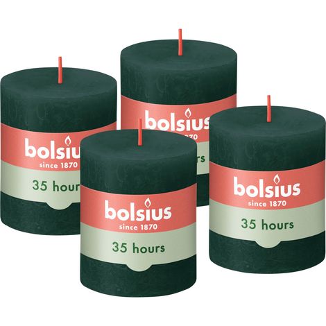 Bougie rustique - Vert - 8 cm - Lot de 4 - Bougies décoratives - Sans huile de palme - Avec cire végétale naturelle (1/5)