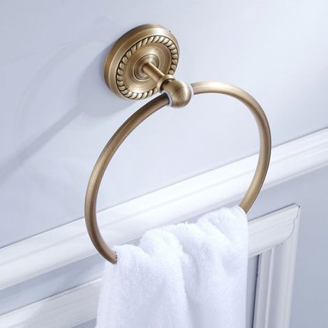 Anneau Porte-Serviettes en Laiton Antique – Style Européen – Cuivre Pur – Accessoire Salle de Bain Haut de Gamme (1/5)