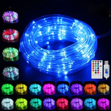 LED Schlauch RGB Außen 10M 100 LED mit USB, IP68 Wasserdicht Lichtschlauch 16 Farben 4 Modi mit Fernbedienung & Timer, Bunt Lichterschlauch für Weihnachten Party Balkon Hochzeit Deko (1/5)