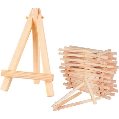 Lot de 20 mini chevalets trépieds en bois 15 x 9cm – Support photo et carte – Pliable pour rangement facile – Pour projets créatifs
