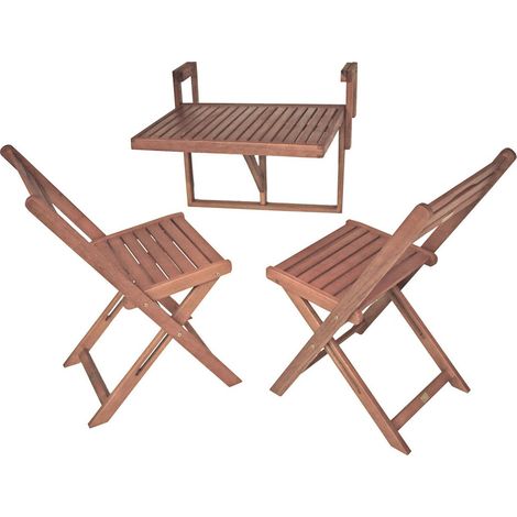 Balkon Hängetisch Set GARDA-120 aus Eukalyptus (1/2)