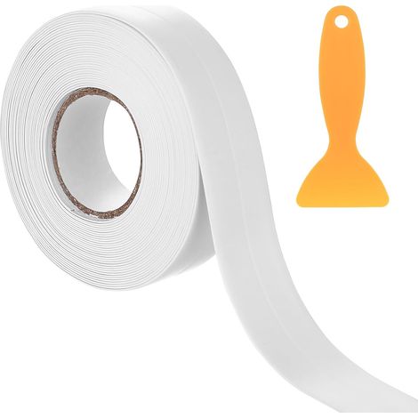 Plinthe Souple Autoadhésive, Plinthe PVC Blanche 2x2cm x10m, Baguette de Finition PVC, Plinthes autocollantes, bandes adhésives pour salles de bains, plans de travail de cuisine (1/5)