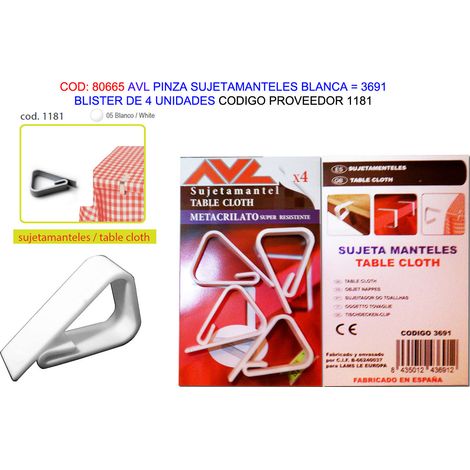 Avl pinza sujetamanillas blanca 4 unidades