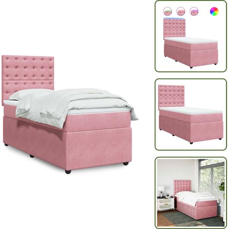 vidaXL Boxspringbett mit Matratze Rosa 100x200 cm Samt (1/5)