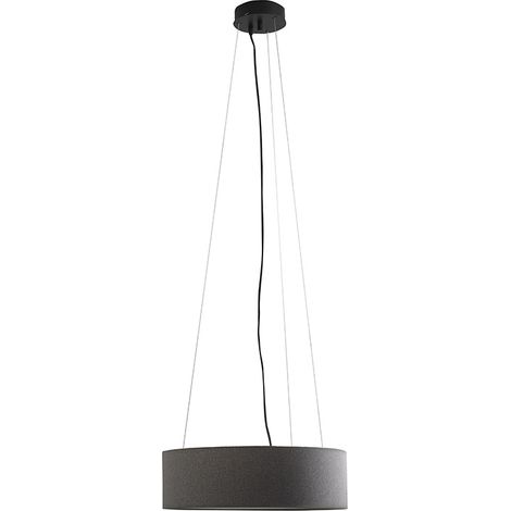 Lampada a Sospensione VIVIEN 48cm con Paralume Cilindrico in Tessuto Antracite e Attacco E27 per Interni - Rossini Group (1/5)