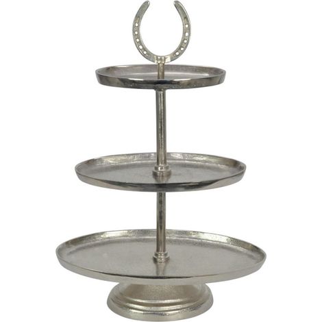3 Tier Cake Stand - Nickel Plated - L19 x W38 x H56 cm