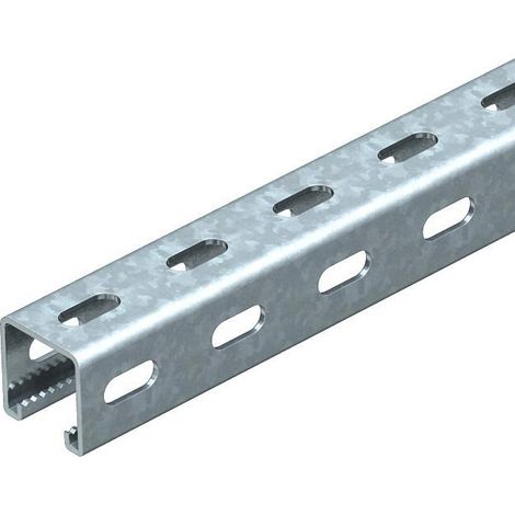 OBO Bettermann Perfil con agujeros laterales, ranura 22mm 300x41x41 Acero cincado por inmersión en caliente, 1122500