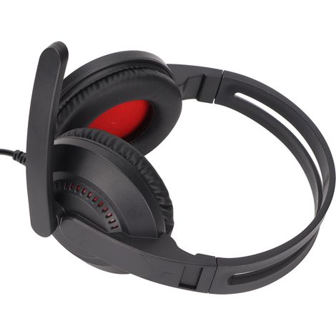 Casque de jeu filaire avec son surround 3D et basses profondes, design ergonomique, micro à 360°, idéal pour la maison et le bureau.