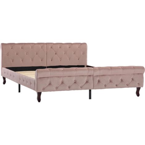 Maison Exclusive - Bettgestell Rosa Samt 160x200 cm (1/5)