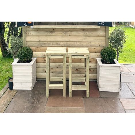 Garden Bar Stool (Set of 2) - Timber - L38 x W36.5 x H80 cm