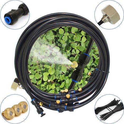 Kit d'irrigation système de brumisation, système d'irrigation de brumisateur extérieur 12M (1/4)