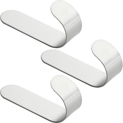 Lot de 3 crochets porte serviettes de douche en acier inoxydable, couleur argentée, universels, pour cabine de douche, paroi en verre et salle de bain (1/4)