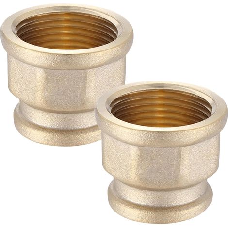 Lot de 2 manchons de réduction - Filetage intérieur 1" x 1/2" - Filetage intérieur 1" x IG 1/2" - Réducteur en laiton - Raccords sanitaires pour tuyau d'eau, eau potable, réservoir, raccords (1/5)