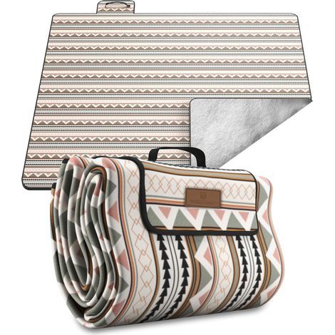 200 x 200 cm Boho Picnic Blanket, Waterproof, Sand-Resistant, XXL Insulated & Padded Beach Blanket, Ideal for Outdoors, Camping, Beach, Park, Festival