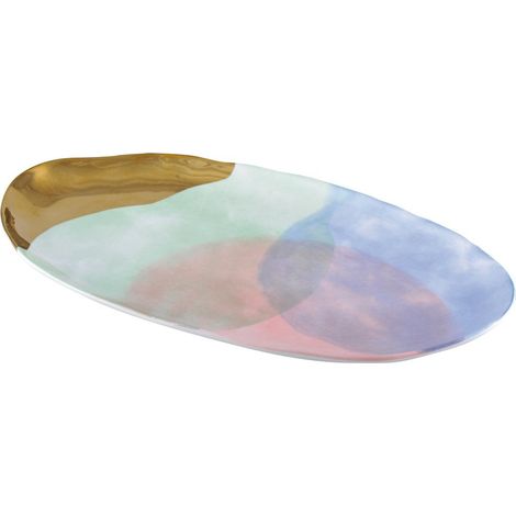 Plat de service ovale en porcelaine multicolore pour la table 36 x 18,6 x 2,5 cm - PANGIVO (1/4)