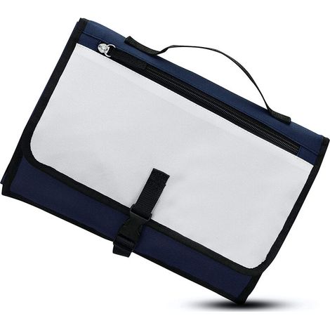 meilleur amovible à langer Mat, portable pliable Changement de matelas et imperméables, sacs en tissu Mesh et fermeture à glissière (Bleu) (1/4)