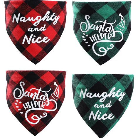 Bandana Chien - Tissu Coton Élastique - Pour Chiens et Chats de Taille Petite à Grande - Décoration Fêtes Noël - Lot de 4 (1/5)