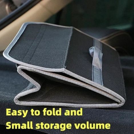 Sac de rangement pour coffre de voiture, grande boîte de rangement en feutre antidérapant, dimensions 50x24x15 cm, couleur gris et noir, organisateur de coffre auto pratique et robuste (1/4)