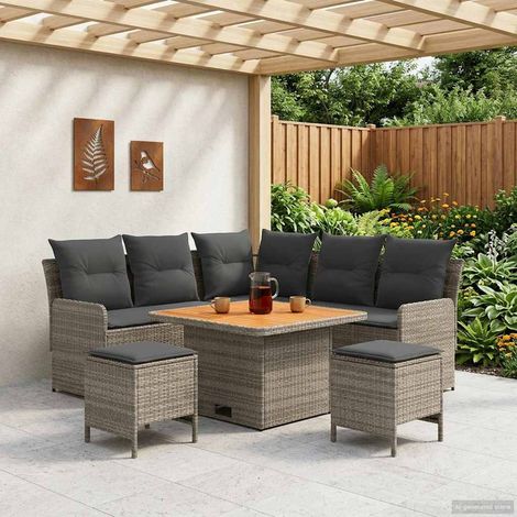 Ensembles de meubles 6 pcs Gris et Gris foncé Rotin PE (1/5)