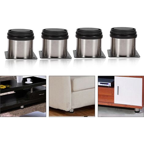 4 Pieds réglables en hauteur pour meubles, supports en acier inoxydable 60x60mm, lot de 4 (1/5)