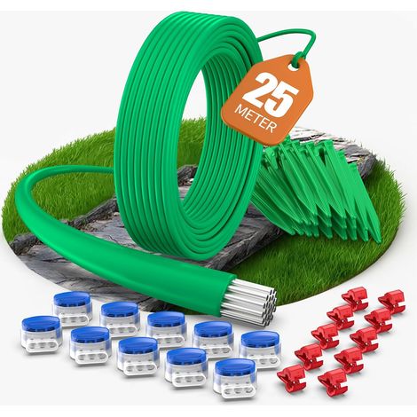 82 ft Peripheral Cable for Robot Lawn Mower, Universal Kit Peripheral Wire Kit with 25 Pegs, 10 Connectors, 10 Connection Terminals, Compatible with Gardena/Bosch/Worx (1/5)