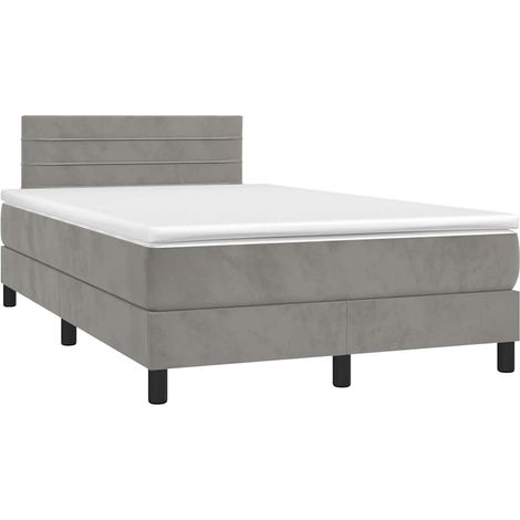 vidaXL Sommier à lattes de lit avec matelas LED gris clair 120x190 cm (1/5)