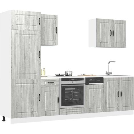 7 Piece Kitchen Cabinet Set Kalmar Grey Sonoma Engineered Wood vidaXL