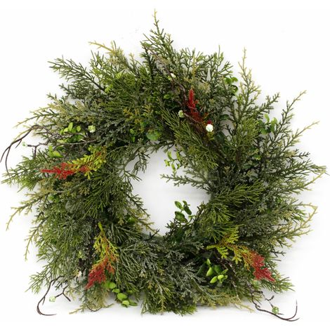 Ghirlanda decorativa 41 cm - decorazione naturale verde con rametti, adatta a tutte le stagioni. (1/5)
