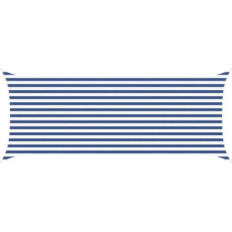 Voile d'ombrage bleue et blanche, 5 x 2 mètres, 100% polyester Oxford. (1/5)
