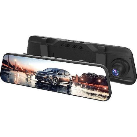 Sistema de grabación de vídeo para coche con pantalla táctil cuadrada de 9,66 pulgadas, resolución HD 1080p, conexión Wi-Fi y espejo retrovisor. (1/5)