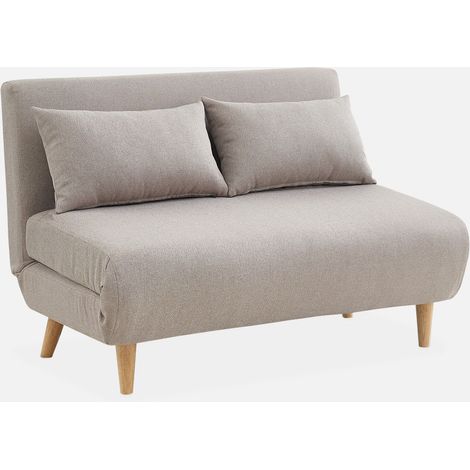 Sofá cama de con patas de madera, 2 plazas