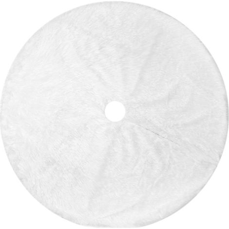 Jupe de sapin de Noël en peluche fausse fourrure blanche – tapis rond de base, décoration de fête (1/5)