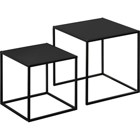 Table basse moderne-Ensemble de 2 tables-Acier résistant-Noir-120x59x45 cm-Capacité 10 kg-Salon séjour (1/5)
