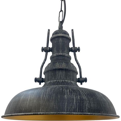 Nota Suspension Industrielle en Métal Brun Peint à la Main – Lustre Vintage E27 Ø31 cm pour Salon, Chambre ou Salle à Manger (1/5)