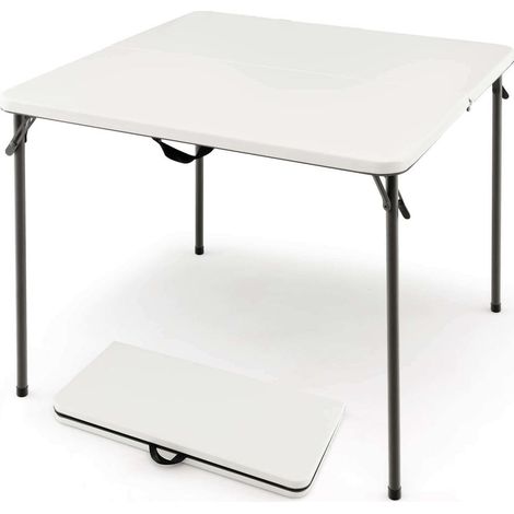 Table pliante de camping blanche 4 personnes, pour repas intérieur et extérieur, portable sans installation (1/5)