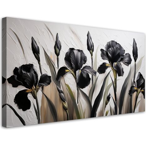 Tableau déco Fleurs d'iris noires Abstraction 80x40 (1/5)