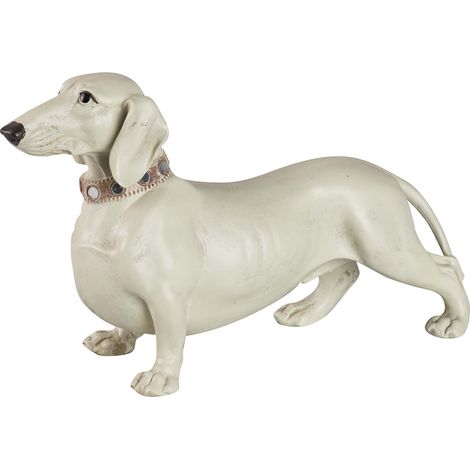 Beige Harz Dackel Hund Figur 42X15X25 Cm (1/5)