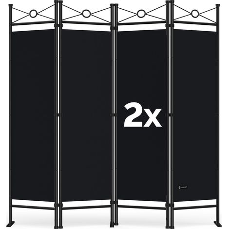 Deuba Divisorio per ambienti Lucca 2 pz 180x163 separè paravento parete divisoria 4 pannelli soggiorno balcone nero