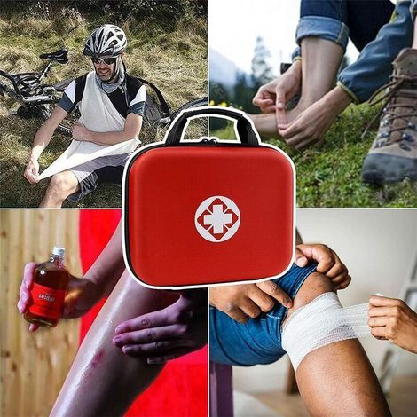 Leerer Erste-Hilfe-Kasten, robuste und wasserdichte Medikamententasche, kompakte Überlebenstasche, geeignet für Auto, Zuhause und Outdoor-Sport (rot)