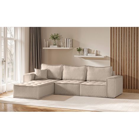 Ecksofa Modulsofa 3-teilig SANDE Stoff Alpine Toffee Ottomane Links (1/5)