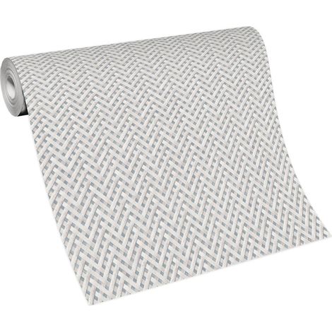 Papier peint motif cannage chevron gris | Tapisserie graphique chevron bois chambre à coucher | Papier peint salle de bain & bureau (1/4)
