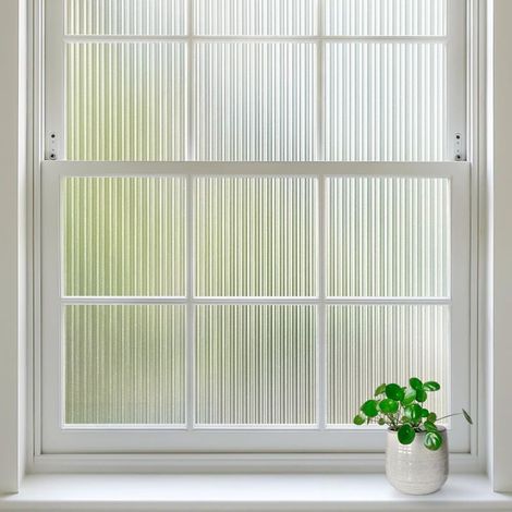 Film de confidentialité pour fenêtre en verre rainuré, film de fenêtre givré non adhésif, décoration d'isolation thermique anti-ultraviolet, adapté au salon de salle de bain, 50 cm × 200 cm (1/5)