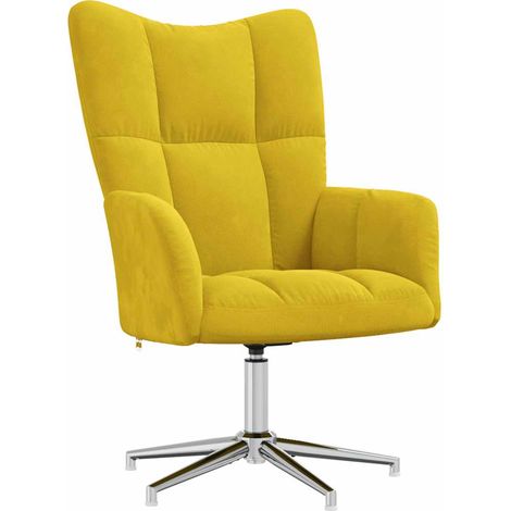 Chaise de relaxation Jaune moutarde Velours vidaXL (1/10)