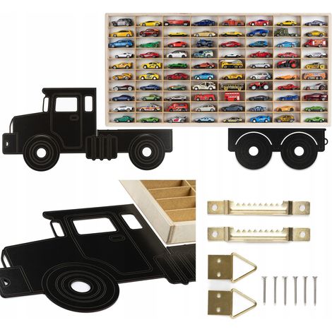Scaffale per auto in legno - Camion nero - 80 scomparti in legno (1/5)